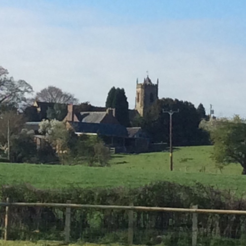 Dudleston Church near Ellesmere, Shropshire - view from pods