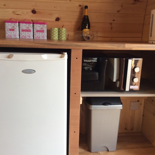  Example of Kitchen Facilities in Pods at Castle Farm Holidays near Ellesmere Shropshire